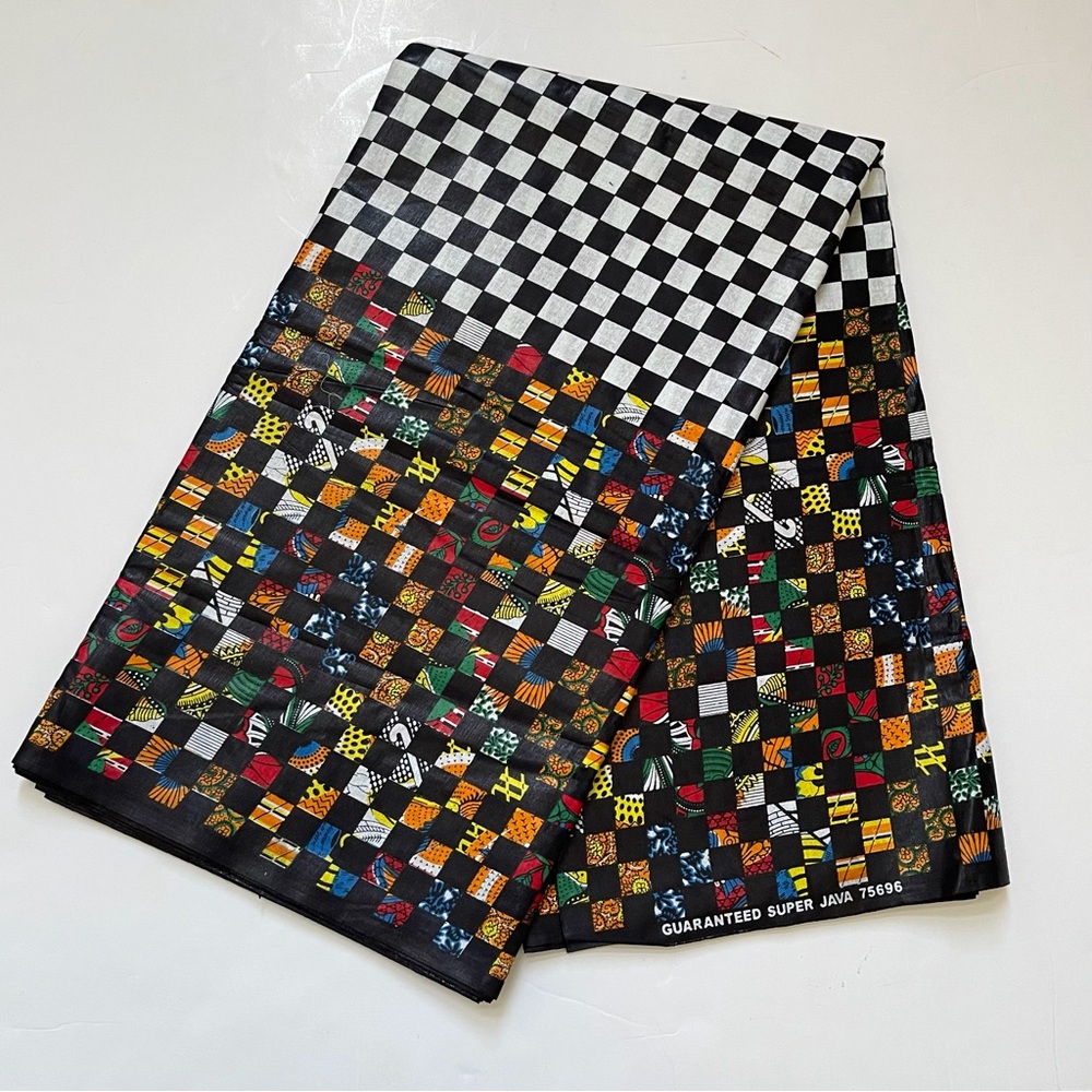 Multicolor Checkerboard Patchwork Print Tribal Co… - image 1